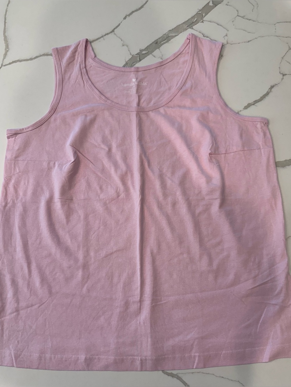 Woman Within Pink 100% Cotton Tank Top Women's Medium Sleeveless Casual